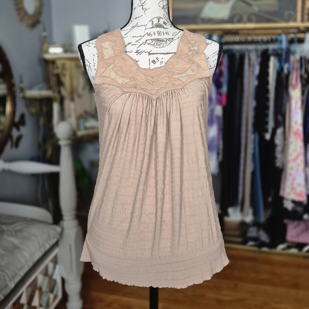 Miken Women's Tan Lace Camisole Top Small
